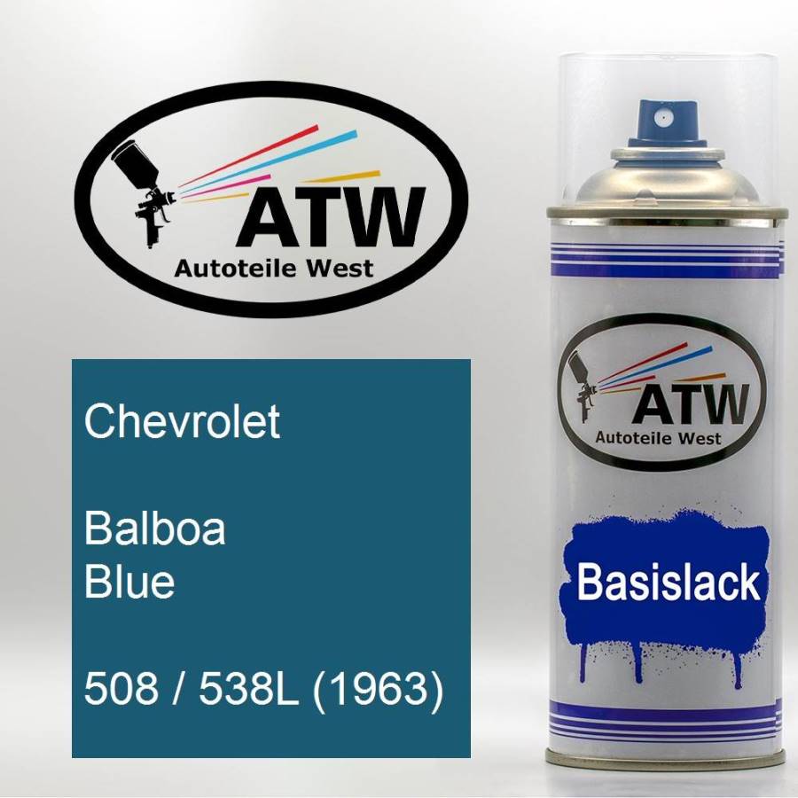 Chevrolet, Balboa Blue, 508 / 538L (1963): 400ml Sprühdose, von ATW Autoteile West.